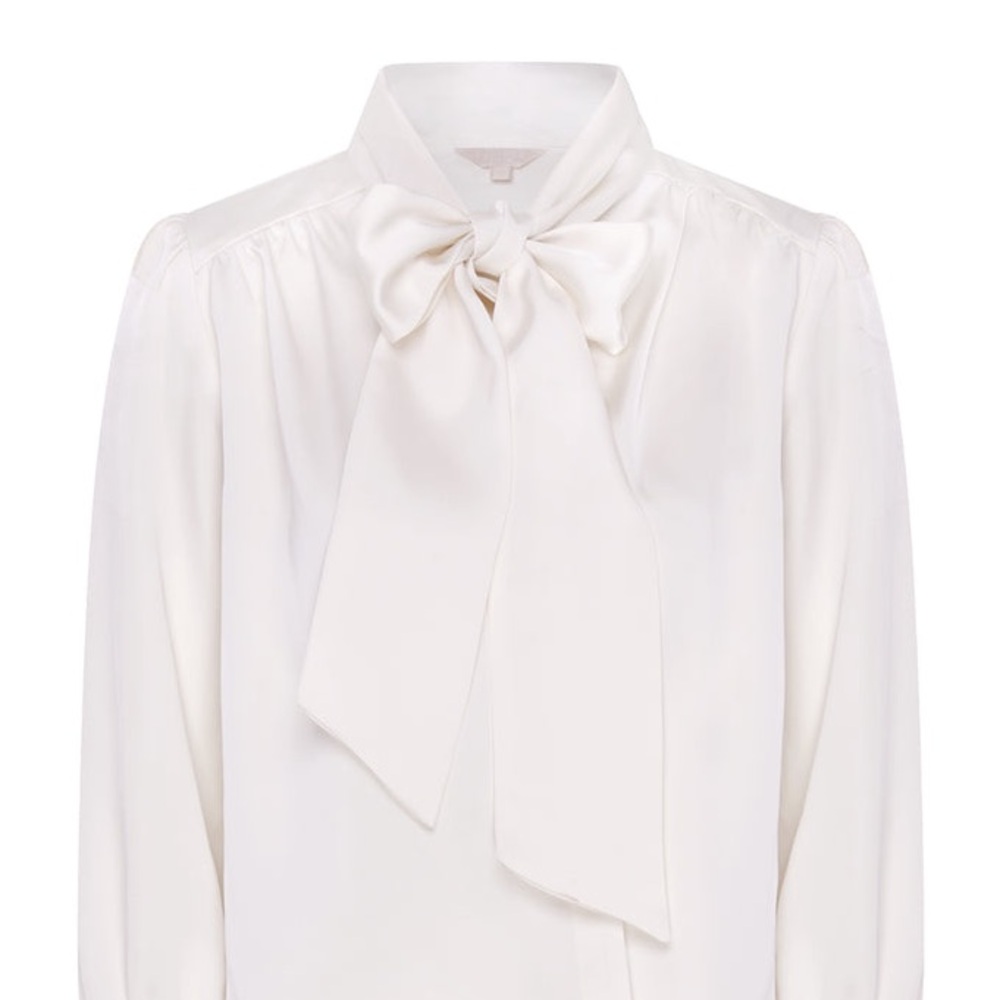 Elegant White Blouse with Bow Detail